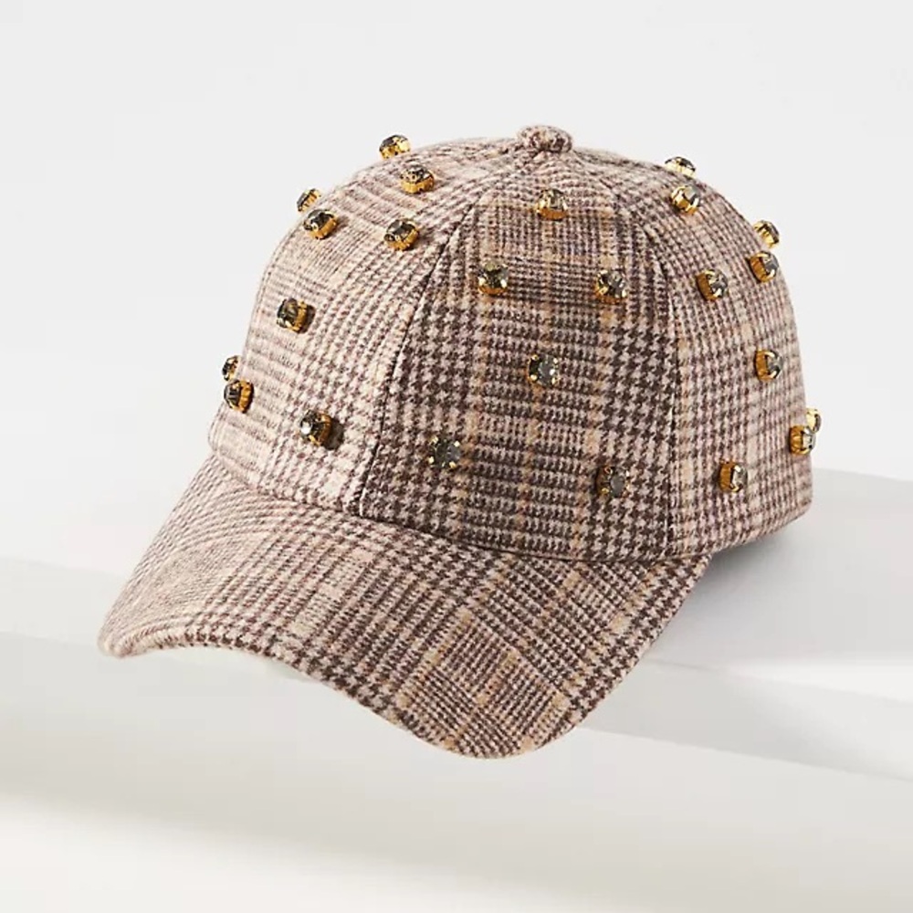 Baseball Cap Embellished Plaid